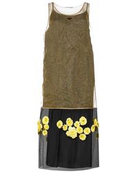 Prada - Vestido de punto lurex con flores 3d - Lyst
