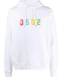 DSquared² - Hoodies & Sweatvesten ,Wit ,Katoen Witte Katoenen Hoodie - Lyst