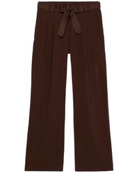 Oltre - Broeken ,Bruin ,Polyester Wijdvallende Broek Met Riem - Lyst