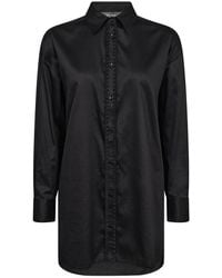 Mos Mosh - Overhemden ,Zwart ,Katoen Zwarte Geborduurde Overhemd Met Kraag - Lyst