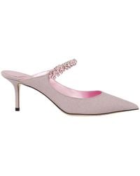 Jimmy Choo - Rosa High Heel Mules Mit Kristallen - Lyst
