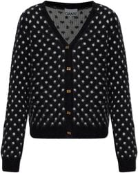 Ganni - Truien & Vesten ,Zwart ,Wol Cardigan Met Polkadotpatroon - Lyst