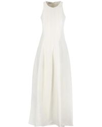 Brunello Cucinelli - Long Sleeveless Pleated Dress - Lyst