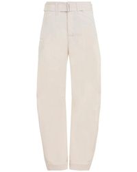 Lemaire - Pantaloni in cotone sbiancato con cintura - Lyst