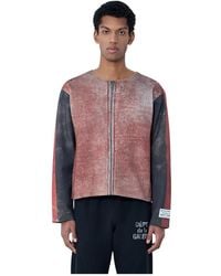 GALLERY DEPT. - Hoodies & Sweatvesten ,Bruin ,Katoen Raw-Edge Zip-Print Top - Lyst