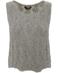 D.exterior - Spitzen kristall ärmelloses crew neck top - Lyst
