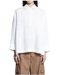 Max Mara - Weißes Leinen-Twill-Hemd Mit Klassischem Kragen - Lyst