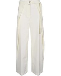 Erika Cavallini Semi Couture - Broeken ,Wit ,Witte Broek Met Riem - Lyst