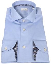 Xacus - Overhemden ,Blauw ,Franse Kraag Oxford Overhemd Met Contrasten - Lyst