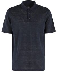 Roberto Collina - Blaues Leinen Polo Shirt Kurzarm - Lyst