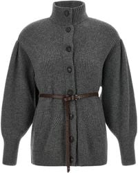 Brunello Cucinelli - Ribbed Chevron Knit Cardigan - Lyst