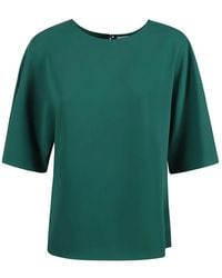 P.A.R.O.S.H. - Overhemden ,Groen ,Polyester Blauwe Zijden Blouse Met Korte Mouwen - Lyst