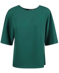 P.A.R.O.S.H. - Blaue seidenbluse mit kurzen ärmeln,blaue satinbluse mit kurzen ärmeln,blaue satinbluse mit kurzen ärmeln - Lyst
