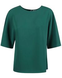 P.A.R.O.S.H. - Overhemden ,Groen ,Polyester Blauwe Zijden Blouse Met Korte Mouwen - Lyst