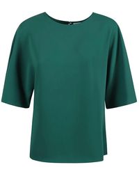 P.A.R.O.S.H. - Overhemden ,Groen ,Polyester Blauwe Zijden Blouse Met Korte Mouwen - Lyst