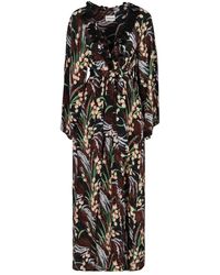 P.A.R.O.S.H. - Kleedjes ,Veelkleurig ,Pailletten Bloemenprint Crepe Jurk Met Pailletten - Lyst