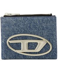 DIESEL - Accessoires ,Blauw ,Katoen 1Dr Bi-Fold Zip Ii Portemonnee - Lyst