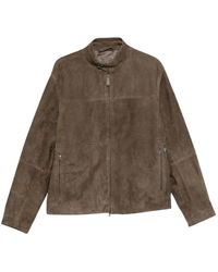 Brioni - Jassen ,Bruin ,Suède Suède Leren Jas - Lyst