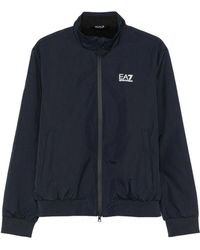 EA7 - Jassen ,Blauw ,Lichtgewicht Logo Blouson Jas Met Rits - Lyst