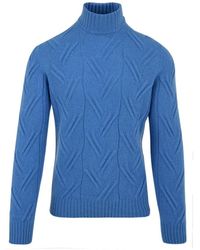 Drumohr - Truien & Vesten ,Blauw ,Lichtblauwe Coltrui Voor - Lyst