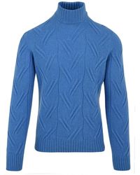 Drumohr - Truien & Vesten ,Blauw ,Lichtblauwe Coltrui Voor - Lyst