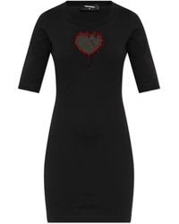 DSquared² - Katoenen Mini-Jurk Met Logo - Lyst