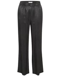 Karen By Simonsen - Broeken ,Zwart ,Elastische Taille Straight Leg Broek Meteorite - Lyst