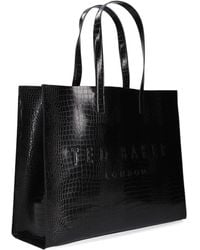 Ted Baker - Schwarze Shopper-Tasche Mit Krokodil-Print - Lyst