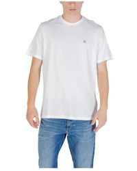 Calvin Klein - Tops ,Wit ,Katoen Witte Katoenen T-Shirt Voor Mannen - Lyst
