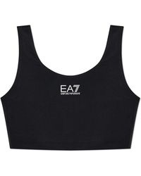 EA7 - Fitness ,Zwart ,Tweed Korte Trainings Top - Lyst