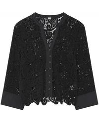 GUSTAV - Schwarze Spitzenbluse Mit Weiten Ärmeln - Lyst