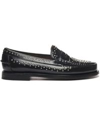 Sebago - Schoenen ,Zwart ,Zwarte Leren Studs Loafers - Lyst