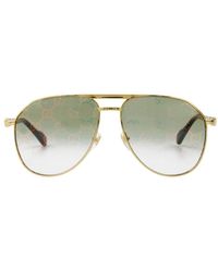 Gucci - Vintage-inspirierte metall-sonnenbrille - gold/grün - Lyst