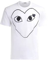 COMME DES GARÇONS PLAY - Witte Katoenen Hart Voorkant T-Shirt - Lyst