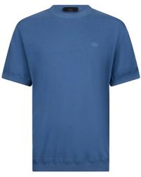 Liu Jo - Tops ,Blauw ,Katoen Maglia Shortcrepe - Lyst