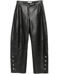 Sportmax - Broeken ,Zwart ,Leer Leren Broek - Lyst