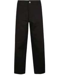 Emporio Armani - Pantaloni in cotone neri a gamba larga - Lyst