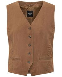 Weekend by Maxmara - Jassen ,Bruin ,Leer Mouwloze Vest Met V-Hals - Lyst