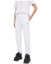 MSGM - Broeken ,Wit ,Katoen Track Pants Met Micro Logo - Lyst