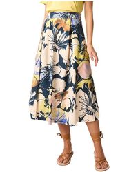 ALESSIA SANTI - Rokken ,Veelkleurig ,Katoen Midi-Rok Met Bloemenprint - Lyst