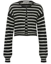 Gestuz - Truien & Vesten ,Zwart ,Gestreepte Korte Vest - Lyst