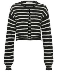 Gestuz - Truien & Vesten ,Zwart ,Gestreepte Korte Vest - Lyst