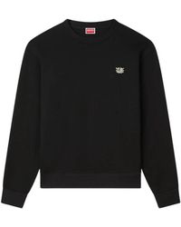 KENZO - Hoodies & Sweatvesten ,Zwart ,Katoen Wild Tiger Geborduurde Sweatshirt - Lyst
