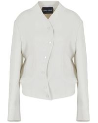 Giorgio Armani - Chaqueta blouson gris con motivo en relieve - Lyst