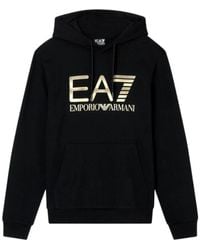 EA7 - Logo Series Stretch-Cotton Hooded Sweatshirt - Lyst