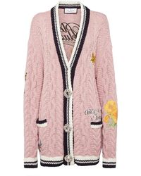 Philipp Plein - Truien & Vesten ,Roze ,Wol Gebreid Geborduurd Vest Deluxe Fairy - Lyst