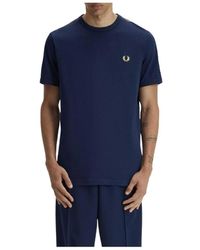 Fred Perry - Tops ,Blauw ,Katoen Contrast Tape Ringer T-Shirt - Lyst