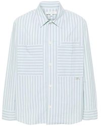 Maison Kitsuné - Blau gestreiftes hemd mit taschen - Lyst
