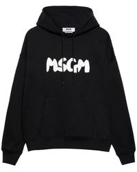 MSGM - Zwarte Hoodie Sweatshirt Aw24 - Lyst