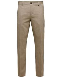 SELECTED - Broeken ,Wol Slim-Fit Maatwerk Broek Met Gestreken Plooi - Lyst